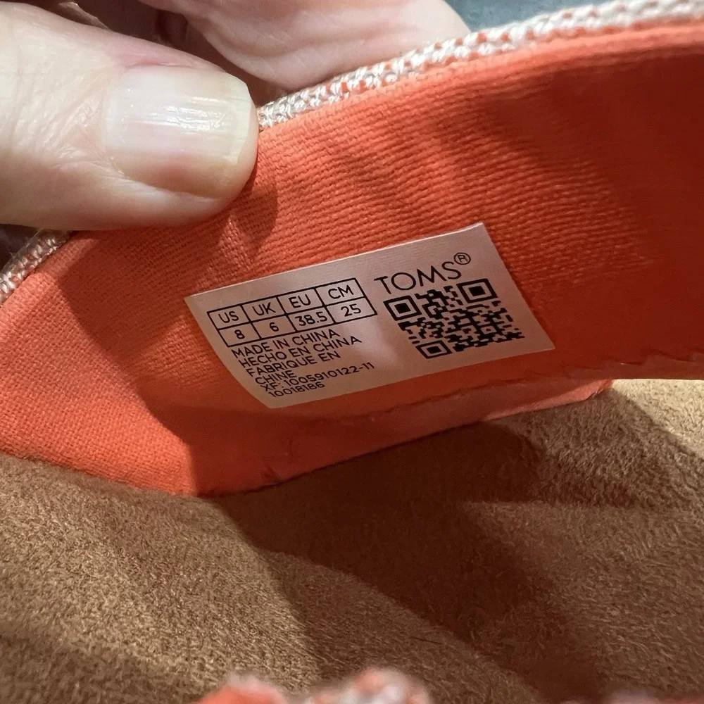 TOMS Women's Marisol Peep Toe Wedge Orange Sandals 8 M